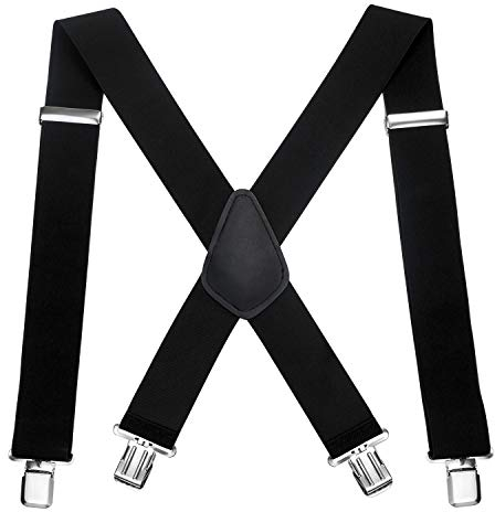 linjinde Hosenträger für Herren Breit 5cm mit Extra Stark 4 Metall Clips Lang, Schwarz Elastische Verstellbar X Form Einheitsgröße für Erwachsene Herren Männer Damen Mann (xxl 120cm)