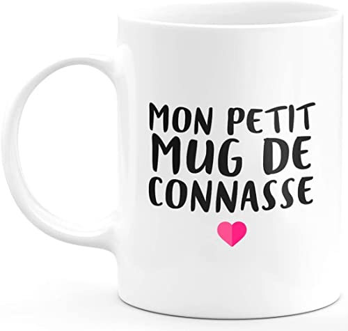 quotedazur - Tasse Mon Petit Mug De Connasse - Humour Tasse a Cafe Cadeau Rigolo Original Humoristique Fun à Message Pour Femme - Idée Cadeau Amie Marraine Tata Maman Mamie - Blanc/Céramique