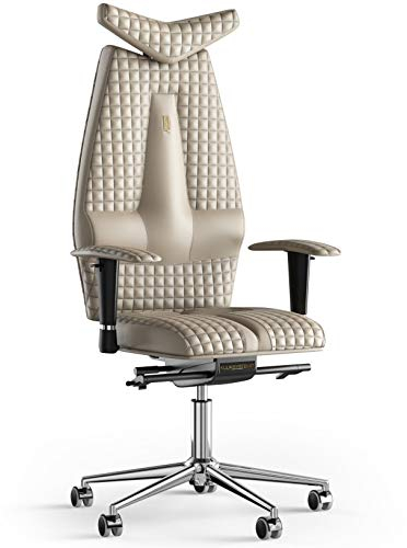 KULIK SYSTEM Ergonomischer Executive Bürostuhl - Komfort & Verstellbarer Stuhl mit Rücken- & Lendenwirbelstütze für Lange Arbeitsstunden |Patentiertes Design| Jet Echtleder - Beige Quatro