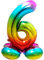 Folat 64296 Folienballon Zahl 6 ca. 81 cm, Rainbow mit Basis, Costumes
