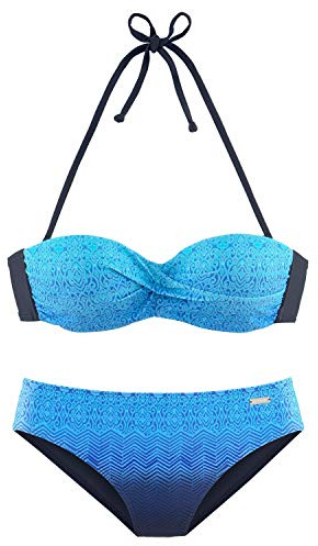 Lascana Damen Bügel-Bandeau-Bikini mit Alloverprint, abnehmbare Träger | mit Alloverprint, abnehmbare Träger