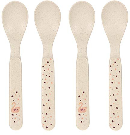LÄSSIG Kinder Löffel Set (4 Stk.) Kinderbesteck ohne Melamin, BPA-frei, für Spülmaschine und Mikrowelle/Spoon Set Little Water Swan