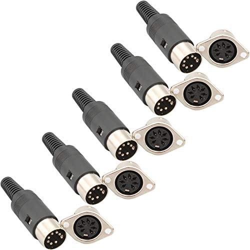 RUNCCI-YUN 10pcs 7 Pin DIN Male to Female Connector, Panel Mount, audio AV equipment Chassis Cable Solder Connector, for CNC Project (Black)