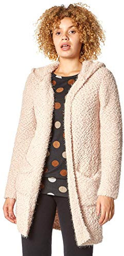 Roman Originals Women Fluffy Cardigan Ladies Winter Cardi Longline Edge to Edge Ombre Coatigan Casual Sparkly Glittery Jacket Knitwear Knitted Autumn Fleecy Cosy Soft Coats - Plain Pink - Size 20