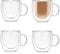 TUIHJA - 4 tazas de café de vidrio de doble pared con asa - Juego para espresso, latte, capuchino (150 ml)