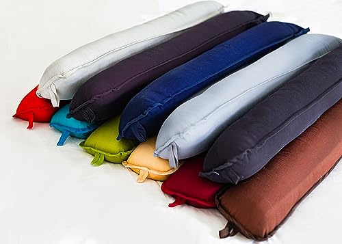 Comfortesy Plain Dyed Fabric Hollowfibre Filled Draught Excluder Stopper Cushion - Heavy Door Draught Stopper for Bottom of Door/Window - Draft Insulator - 90x18cm (Beige)