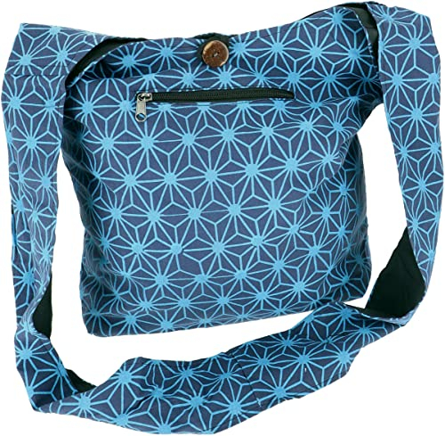 GURU SHOP Sadhu Bag, Goa Tasche, Schulterbeutel, Einkaufsbeutel - Modell 14, Herren/Damen, Blau, Baumwolle, Size:One Size, 33x38x11 cm, Alternative Umhängetasche, Handtasche aus Stoff