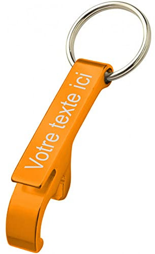 Porte clé en métal couleur Alu décapsuleur personnalisable - Gravure Laser Or