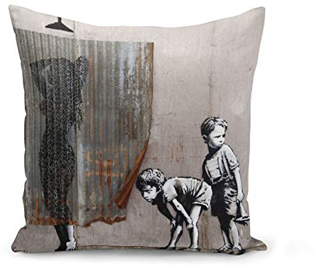 Fabulous Kissen Kissenbezug 40x40 cm Banksy Voyeur Kind Street Art Graffiti