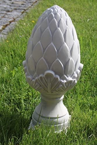 Pinienzapfen aus Keramik, weiß gewischt, H 39 cm, Zapfen Pinie