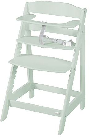 roba Babyhochstuhl Sit Up Flex - Mitwachsender Hochstuhl aus Holz - Verstellbarer Kinderhochstuhl mit Schrittgurt - ab 6 Monaten bis 70 kg - Mint