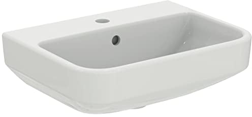Ideal Standard I.LIFE S Lavabo Spécial Petit Espace Profondeur Réduite Salle de Bain Toilette Fixation Mur Céramique Blanc Percé 1Trou de Trop-Plein 50 x 38 cm T458501