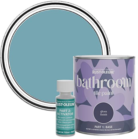 Rust-Oleum Blue Water-Resistant Bathroom Tile Paint in Gloss Finish - Belgrave 750ml