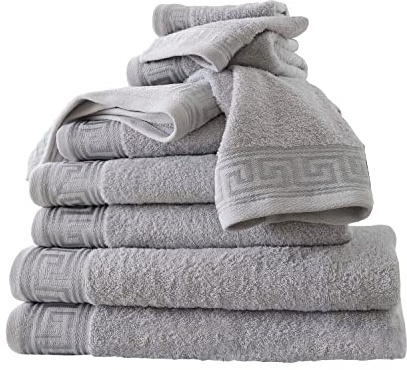 GC GAVENO CAVAILIA Greek Bath Sheet Towel Set - 2 Piece Egyptian Cotton Towels - Quick Dry Large Bath Towel - 500 GSM Towel For Bathroom - Grey - 80X140
