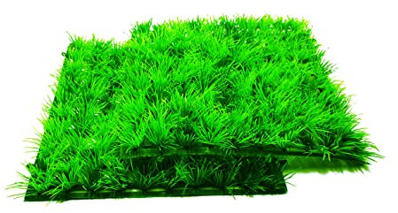 Pangmao 2pcs (10X10) Artificial Aquarium Grass Mat Decorations Artificial Plastic Lawn Ornament Landscape Green Plants Decoration for Saltwater Freshwater Tropical Fish Tank Decor