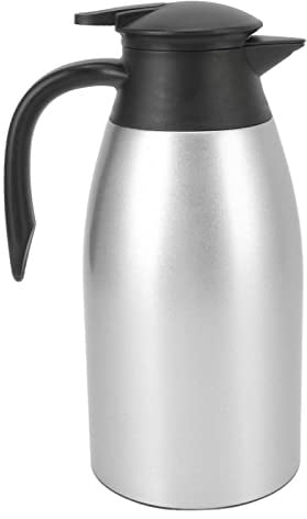 Jarra de Café Térmica, Cafetera Aislada de Acero Inoxidable de 2 L, Jarra de Café al Vacío, Dispensador de Agua para Café, Agua Caliente, Té, Bebidas (Plata)