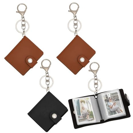 CHGCRAFT 4Pcs 2Couleurs 2Pouces Mini Album Photo Rétro avec Fermoirs Mousquetons en Acier Inoxydable et Porte-Clés en Fer pour Souvenir de Fête Entre Amis et Famille, Couleur Mixte