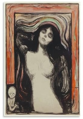 NgAnoh Vintage Madonna von Edvard Munch Leinwanddruck, Fotokunst, Malerei, Leinwand, Heimdekoration, Schlafzimmer, moderne Dekorationen, Geschenke, 60 x 90 cm