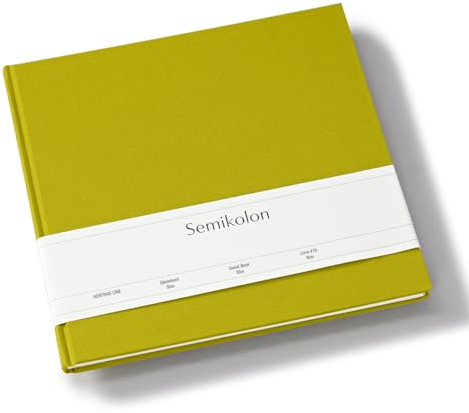 Semikolon 371085 Gästebuch Slim 25 x 23 cm - mit 100 blanko Seiten zum Selbstgestalten, Lesezeichen - matcha hell-grün