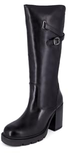 QUEEN HELENA Stivali di Pelle con Tacco Alto con Zip Laterale Casual Donna QH23-L394 (Nero, Sistema Taglie Calzature EU, Adulto, Donna, Numero, Media, 37)