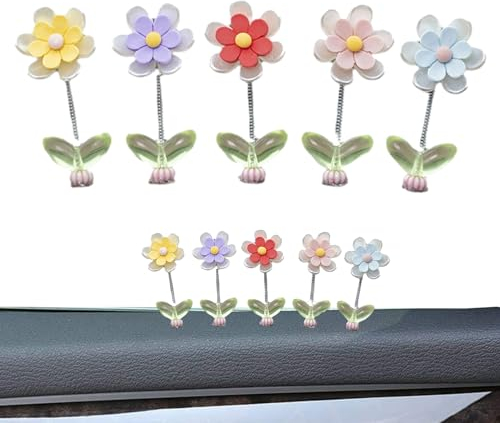PHASZ Blumen-Auto-, 5 Stück schöne Auto-Armaturenbrett-Blumendekoration, Blumen-Auto-Armaturenbrett-Dekorationen, Auto-Mittelkonsolen-, tanzende Armaturenbrett-Blume, Armaturenbrett-Ornament