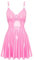 Aislor Damen Lack Leder Kleid Wetlook Minikleid Kurz Kunst Leder Kleid Rückenfrei Partykleid Skater Rock Party Clubwear Lackkleid C Rosa 5XL