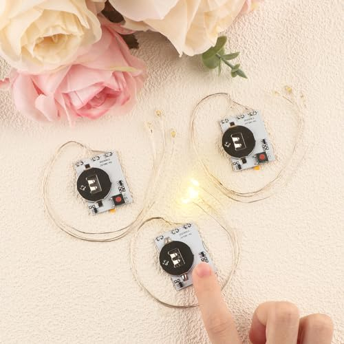 OTCRAFT Kreative einfache Halo-Lichter und einfache Lichter für selbstgemachte Weihnachtskarten, Scrapbooking, Dekoration, selbstklebende Leuchteinheiten mit warmweißen LEDs (ohne Batterie), 3 Stück