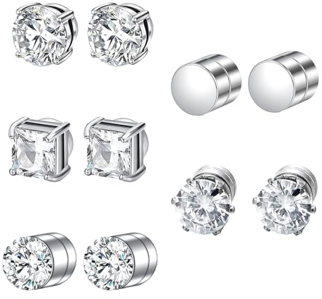 DMNQ 5 Paires Boucle Aimantée Homme Boucles d'Oreilles Magnétiques Fausse Boucle d'Oreille Homme Boucle Aimantée Homme Boucles d'Oreilles Magnétiques Boucle Aimantée Homme 6 Mm