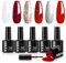MEFA UV Nagellack, 6 Farben Rot Weiß Glitzer Farben 7 ML Soak Off UV LED Gel Nagellack Set für Gelnägel Nail Art Kit Maniküre Nageldesign Nägel Selber Machen