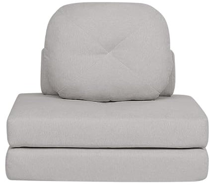 Beliani Bodensofa aus Stoff grau 1-Sitzer mit Kissen Schlaffunktion ausklappbar Olden