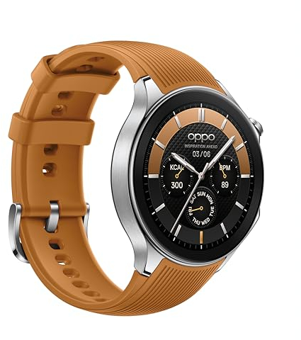 OPPO Watch X Smartwatch, IP68, Akku bis zu 12 Tage, AMOLED 3,6 cm (1,43 Zoll), 100 Sportmodi, IP68, Akku bis zu 12 Tage, Google Apps und Wear OS - Brown Mars