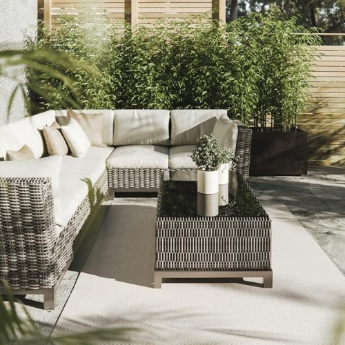 Interiyou Outdoor Teppich Wetterfest Asti - 120x170 cm Creme - Jute Optik - Wasserfest für Balkon, Terrasse, Garten - Outdoorteppich passend auch für Wohnzimmer, Schlafzimmer und Küche