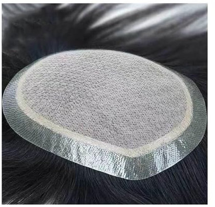 Toupet für Männer Haarteil for Männer, Echthaar-Ersatzsysteme, Seidenbasis mit PU-Haut, Toupet for Männer, natürliche Kopfhaut, glattes Remy-Haar, Einheit for männliche Haarprothese Herren-Toupet(12x1