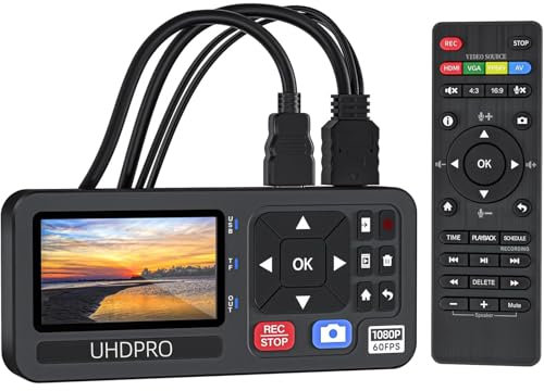 STMKB HD-Videoaufnahmebox, 1080P 60FPS Video-Digital-Konverter Mit 3-Zoll-Bildschirm, Audio- Und Videotranskription, 4K /CVBS/VGA/YPBPR-Eingang, TF-Karte/U-Disk-Speicher