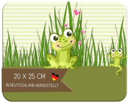 CreaDesign, Frühstücksbrettchen Kinder Frosch, Kinder Brettchen Kunststoff, Antirutsch-Noppen, Größe 20 x 25 cm