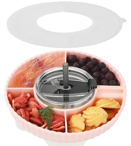 BUCOMTU Snack Tray, Snack Tray with Lid for Stanley Cup 40 oz,Snack Tray Accessories (Pink)