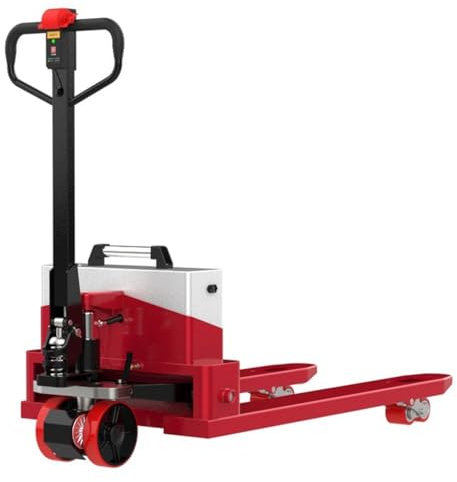 XSDAJSD Elektrischer Palettenwagen mit Lithium-Ionen-Akku, 3.900 kg Tragkraft, Multifunktionsgriff, aufrechtem Gehen und Turtle-Speed-Funktion