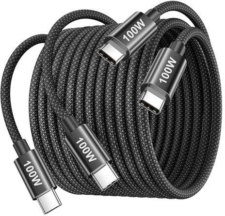 100W Cable USB C a USB C Carga Rapida 3M 2Pack, Cable Tipo C 3 Metros Largo Cable Cargador Tipo C Carga Rapida para Phone 16 15 Pro MAX/Plus, iPad, MacBook Pro/Air, Samsung Galaxy S25/S24/S23, Xiaomi