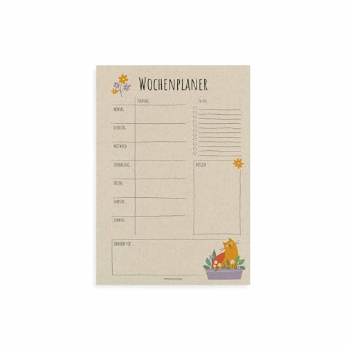 Nachhaltiger A4 Wochenplaner/Terminplaner/To-Do-Liste aus Graspapier (Amber Fur): Nachhaltige und vegane Wochenplaner aus Graspapier