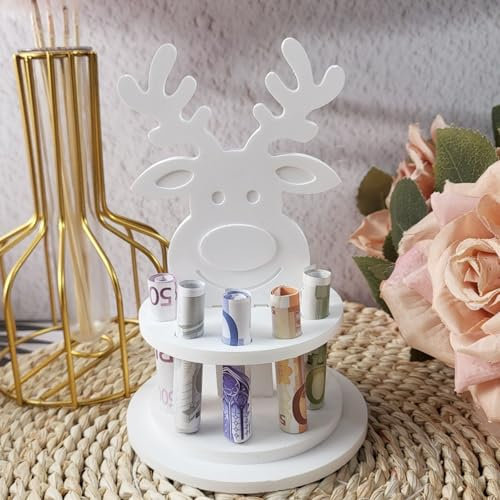 Silikonformen Gießformen Weihnachten, 3D Silikonform Weihnachten Elch Geldgeschenk Gießform Elch Gipsform zum Gießen Giessformen Silikon mit Sockel Hirsch Silikonform Geldgeschenk für Handwerk