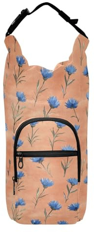 linqin Porte-bouteille isotherme bleu rustique bleuet terre cuite facile à transporter pour bouteille d'eau de 50,8/61/81/1,2 l