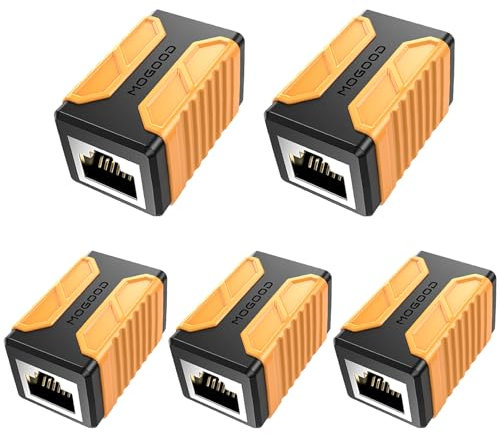 MOGOOD Acoplador Ethernet, Paquete de 5 Acoplador RJ45, Adaptador Internet Hembra a Hembra Compatible con Cat8, Cat7, Cat6, Cat5e, Cat5
