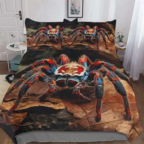 PPZYY Vogelspinne 3D Bettwäsche-Set, Bettbezug, Schlafzimmer Bettbezüge Für Mädchen Jungen, Mit Kissenbezügen Mikrofaser Deckenbezug Single(135x200cm)