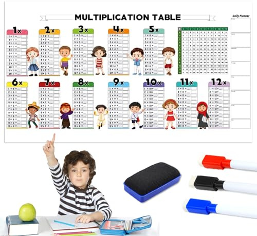 Pädagogisches Trocken Abwischbares Farbmultiplikationsspiel Für Kinder,multiplikationstabellen-poster,Multiplikationstabelle Für Wand, Wiederverwendbare Kinderbildung,Mathematik,Kreidetafel Für Tür-A