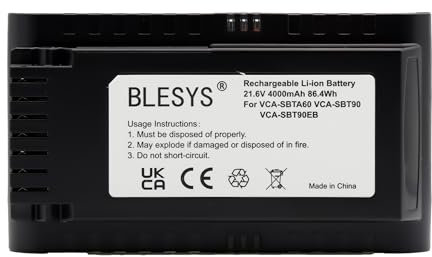 BLESYS VCA-SBTA60 VCA-SBTA60/VT Batteria per Samsung Jet 60 Turbo Jet 65 Pet Pro Aspirapolvere VS15A6031R1 VS15A6031R4/ET VS15A60AGR5/WA 21,6V 86,4Wh