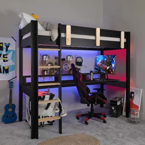 Noa and Nani High Sleeper Gaming Station with Thea Desk in Black