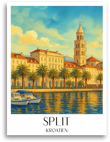 favplace Poster mit Städtemotiv Split Kroatien Premium Kunstdruck - Stadtposter bzw. Reiseposter DIN A4 bis A1 - Leinwand Städtposter - Wandbild A4
