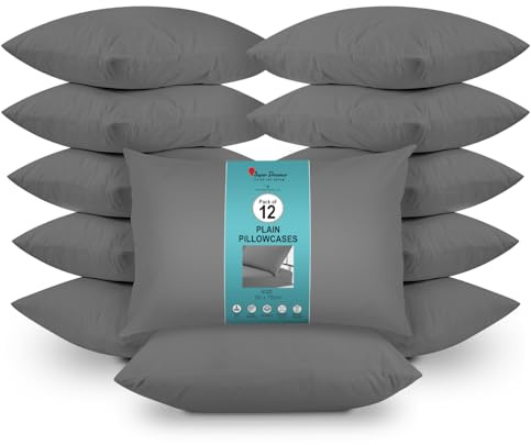 GC GAVENO CAVAILIA 12 Pairs Microfiber Pillowcases - Plain Dyed Housewife Style - Soft, Breathable & Durable - Fade, Wrinkle & Shrink Resistant - Machine Washable - Standard Size (75x50 cm) - Charcoal