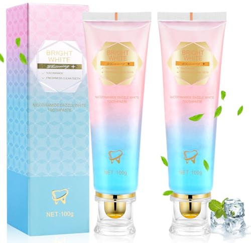 AOOSU Niacinamid Whitening Tandkräm, 2 st Niacinamid Whitening Toothpaste Intensiv fläckborttagning, naturlig mild vård, frisk andedräkt tandkräm för djuprengöring