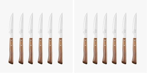 Arcos Jeu de 6 Couteaux à Steak - Lame Perlée en Acier Inoxydable. Manche en Bois de Hêtre. Série Table (Lot de 2)